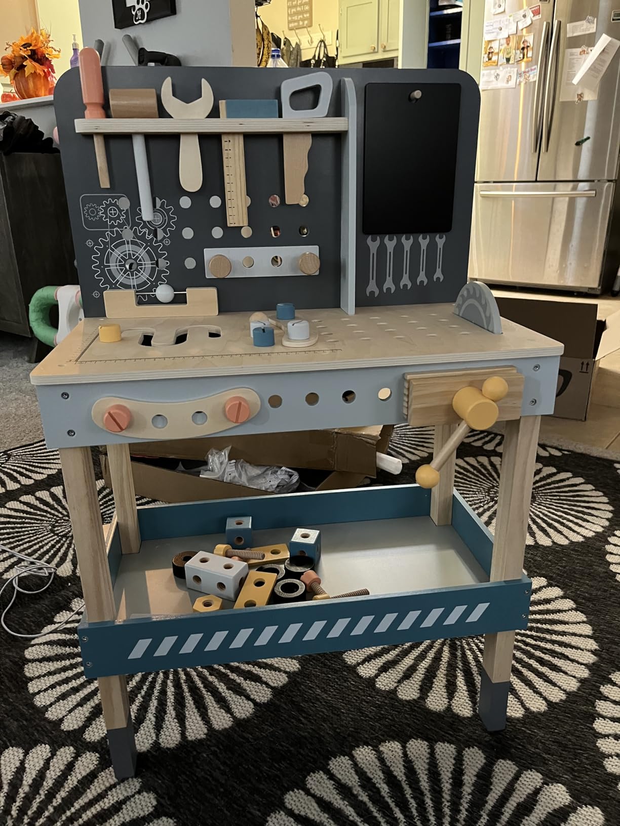 ROBUD Wooden Tool Workbench for Kids with Toy Tools Set, Blue | Wooden tool workbench with realistic toy tools, inspiring hands-on play, creativity, and construction skills for kids 3+ customer photo 2