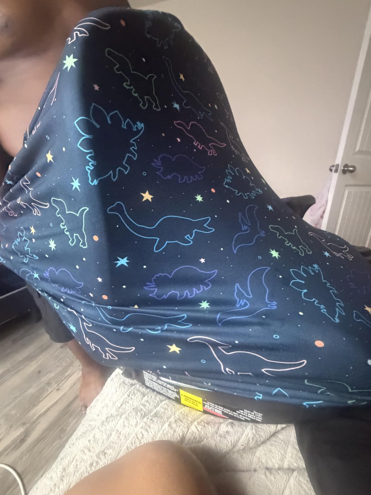 Car Seat Covers Canopy Cover - Multi-use Cover Carseat Canopy, Breathable Breastfeeding Cover, Car Seat Covers for Babies, Boys & Girls Shower Gifts (Dark Blue Dinosaur) customer photo 2