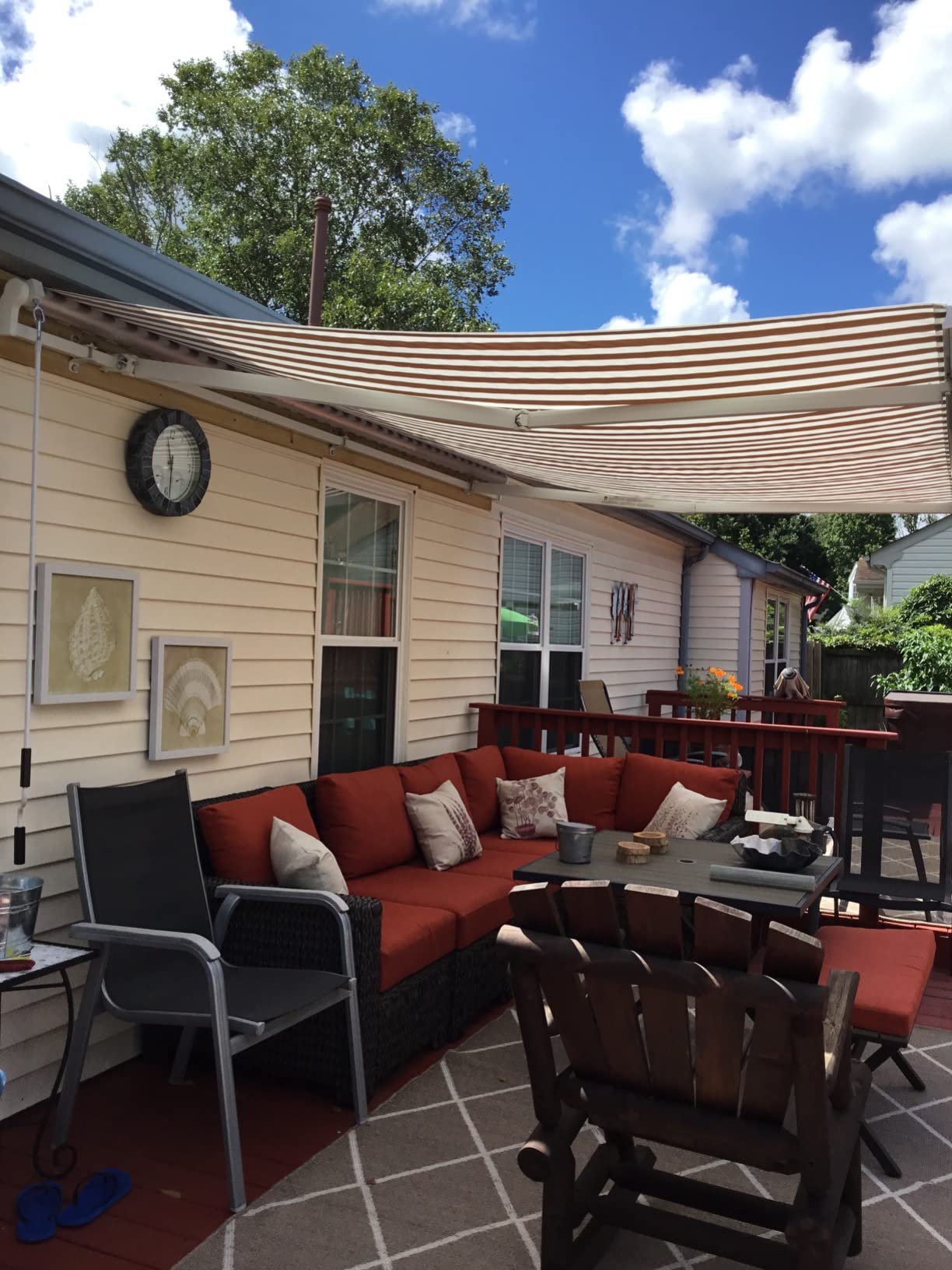 Outsunny 12' x 8' Patio Retractable Awning Manual Crank Handle Light Gray | Patio Awnings, Sun Shade Shelter, 280g/m² UV & Water-Resistant Fabric, Aluminum Frame, for Deck Balcony Yard customer photo 2