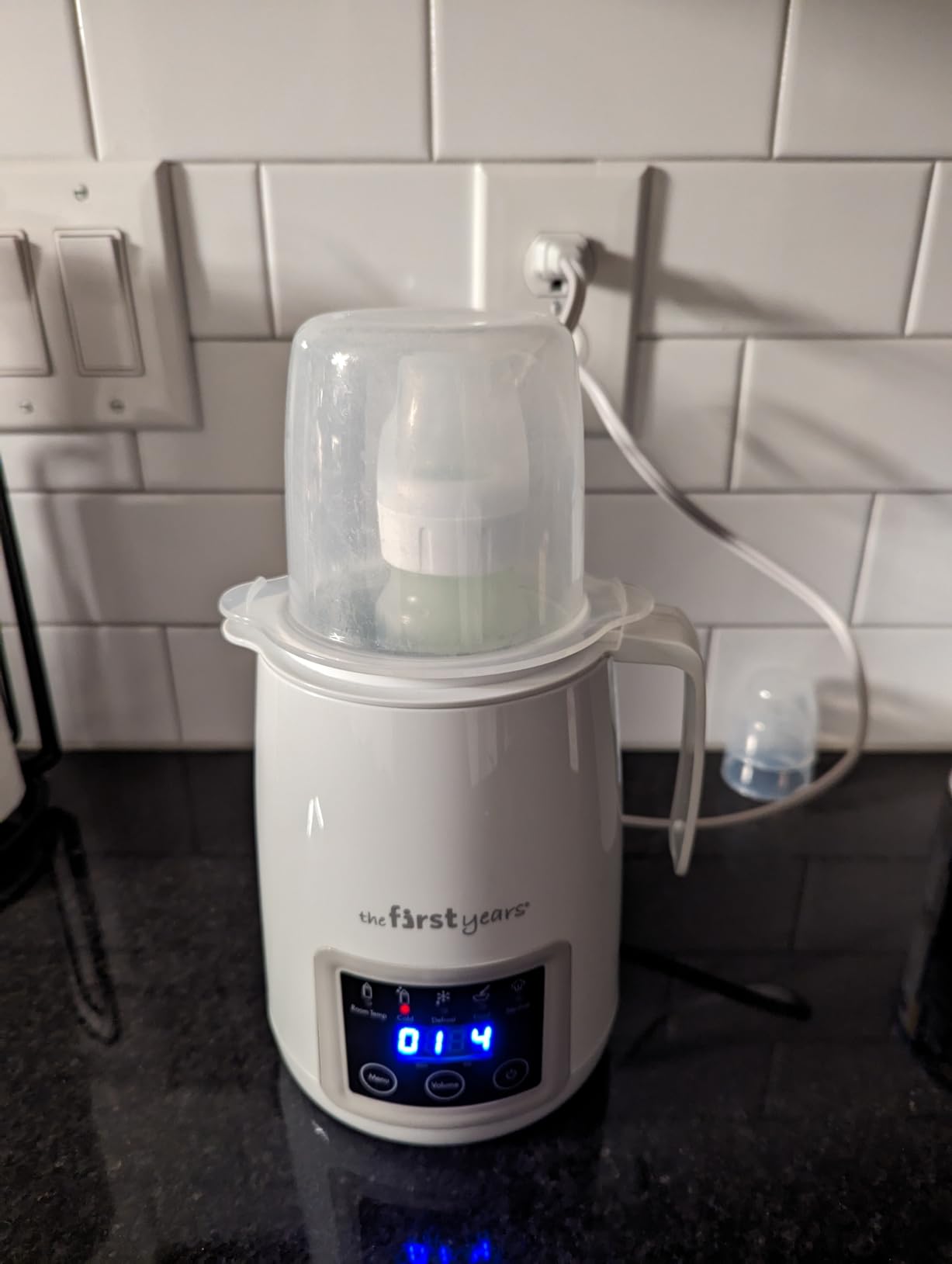 The First Years Gentle Warmth Digital Baby Bottle Warmer - Bottle Warmer for Breastmilk, Baby Formula, and Baby Food - Includes Milk Warmer, Basket, and Cup - White customer photo 1