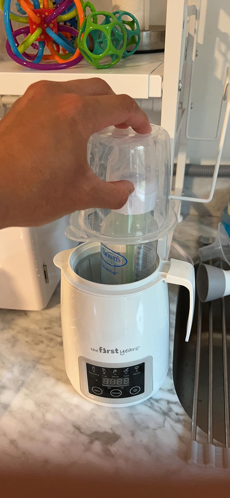 The First Years Gentle Warmth Digital Baby Bottle Warmer - Bottle Warmer for Breastmilk, Baby Formula, and Baby Food - Includes Milk Warmer, Basket, and Cup - White customer photo 2
