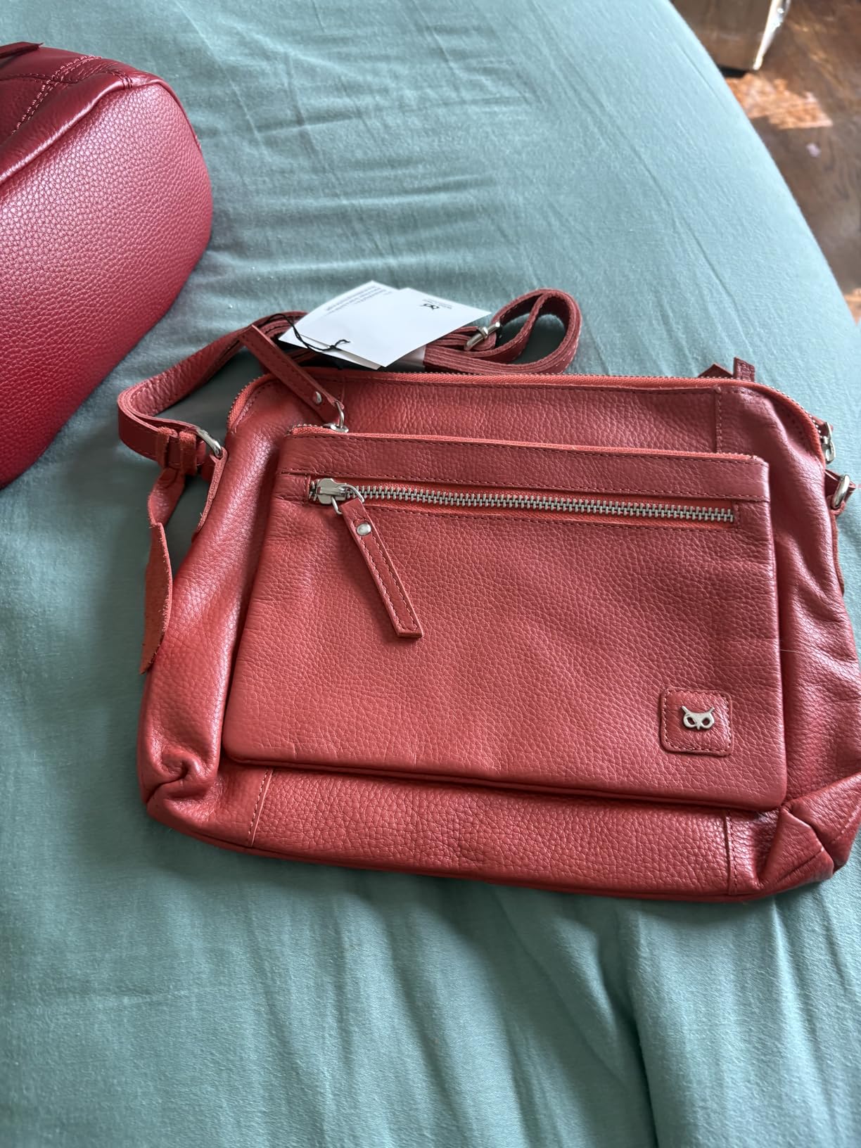 Leather Crossbody Bags for Women Small Soft Genuine Pebbled Sling Shoulder Handbag Crossover Purse with Full Adjustable Strap (Cognac Nappa) customer photo 2