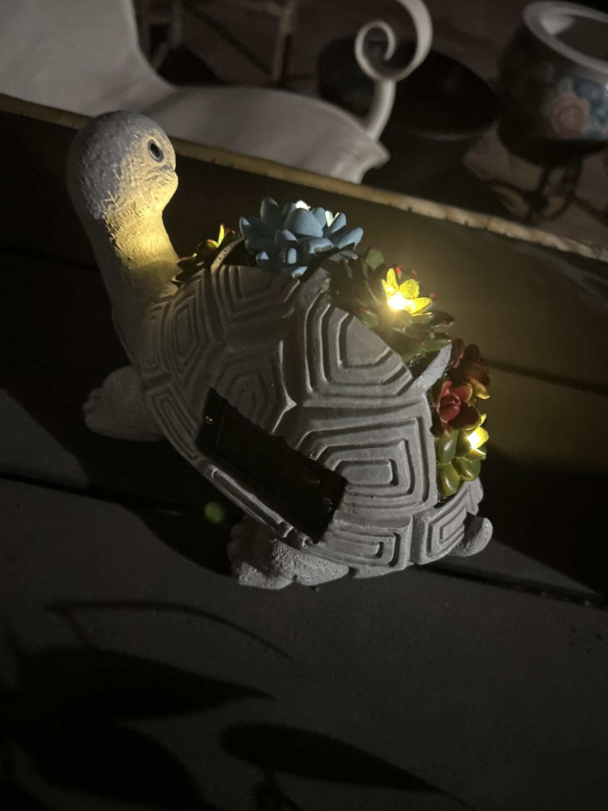 Nacome Solar Garden Outdoor Statues Turtle with Succulent | 7 LED Lights, Lawn Decor Statue for Patio, Balcony, Yard Ornament, Gifts for Mom Grandma Women customer photo 2