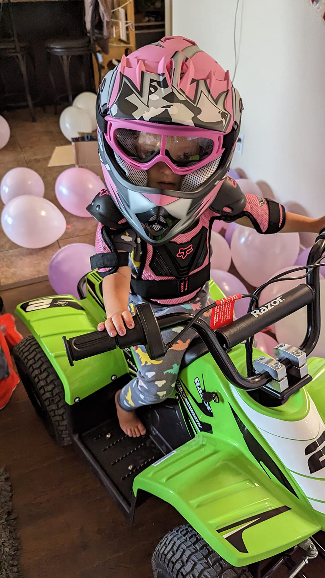 1Storm Youth Motocross Helmet BMX MX ATV Dirt Bike Helmet Matt Star Pink + Goggles + MG Youth Pink Glove Bundle customer photo 1