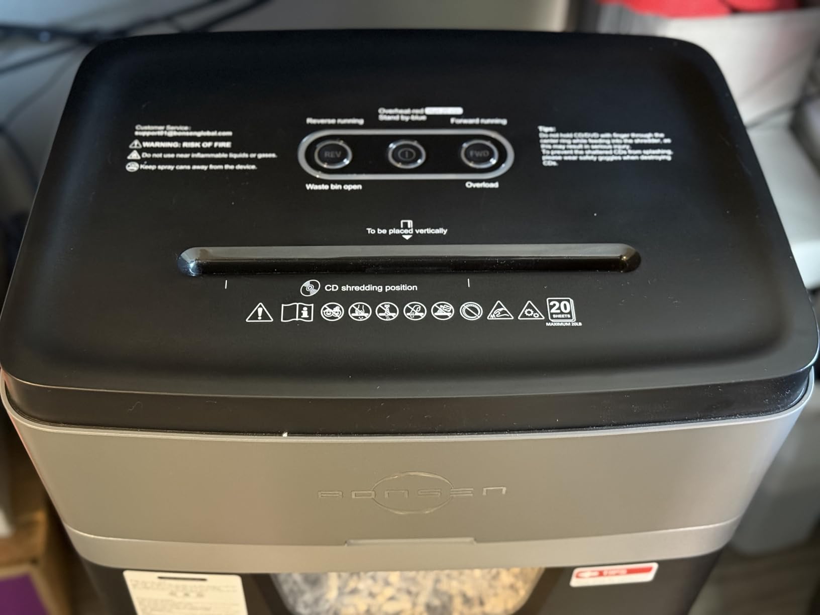 BONSEN 20-Sheet Cross-Cut P-4 High Security Heavy Duty Paper Shredder | 60-Min Nonstop, Jam-Proof, 60dB Ultra-Quiet, 6.6Gal Pullout Bin with Casters, Commercial-Grade Shredder for Home Office S3104 customer photo 1