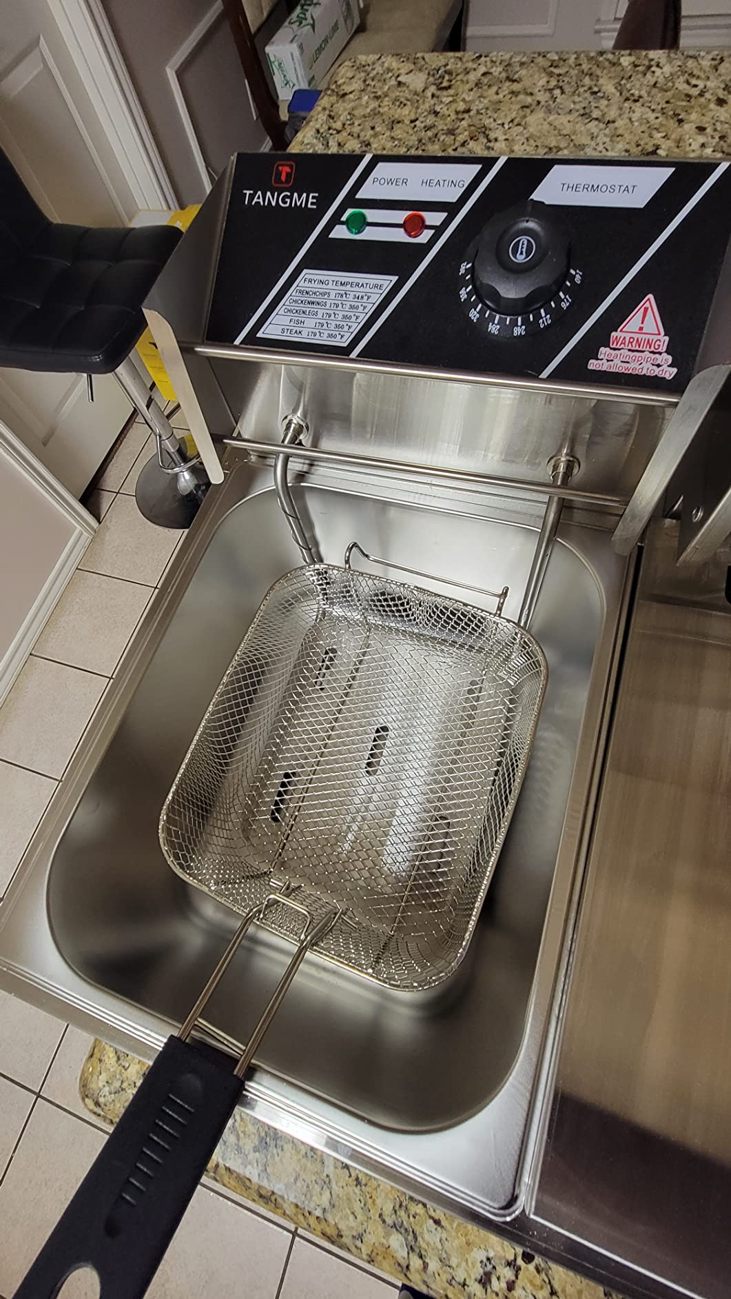 Commercial Deep Fryer, 3400W Electric Deep Fryers with 2x6.35QT Baskets, 0.8mm Thickened Stainless Steel Countertop Oil Fryer 20.7QT Large Capacity with Lids Temperature Controller (12L) customer photo 2