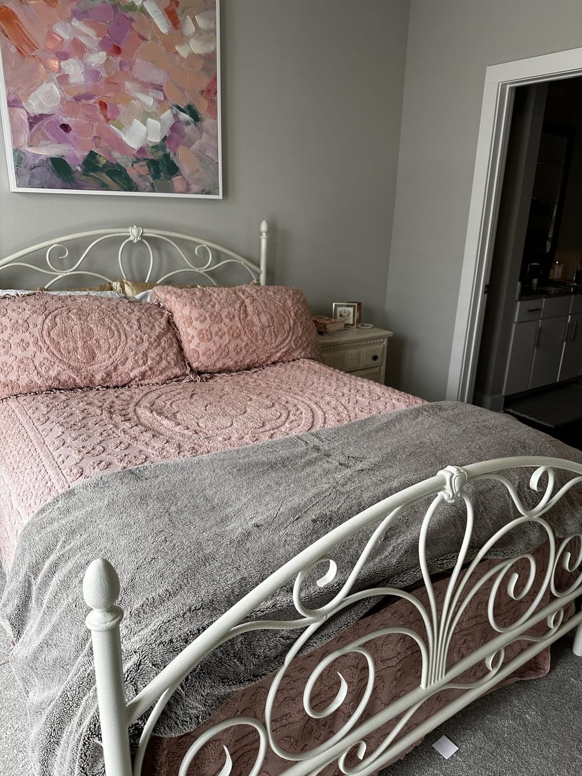 Montgomery Ward Emily Floral Chenille Bedspread (Blue, Queen) | Soft cotton chenille bedspread with floral design, textured detailing, and lightweight coverage customer photo 1
