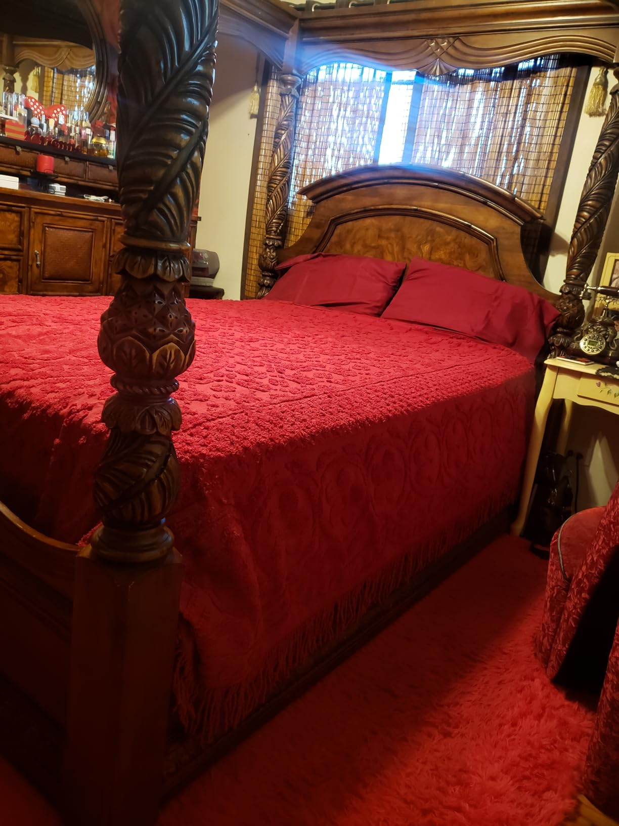 Montgomery Ward Emily Floral Chenille Bedspread (Blue, Queen) | Soft cotton chenille bedspread with floral design, textured detailing, and lightweight coverage customer photo 2