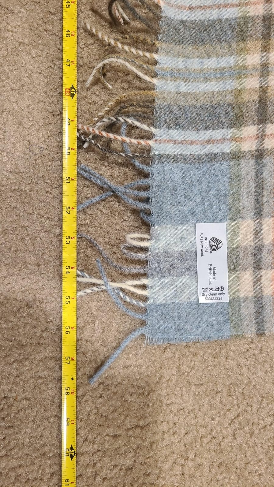 Moon Wool Plaid Throw Blanket, Merino Lambswool, Block Windowpane Beige Grey, Made in UK customer photo 1