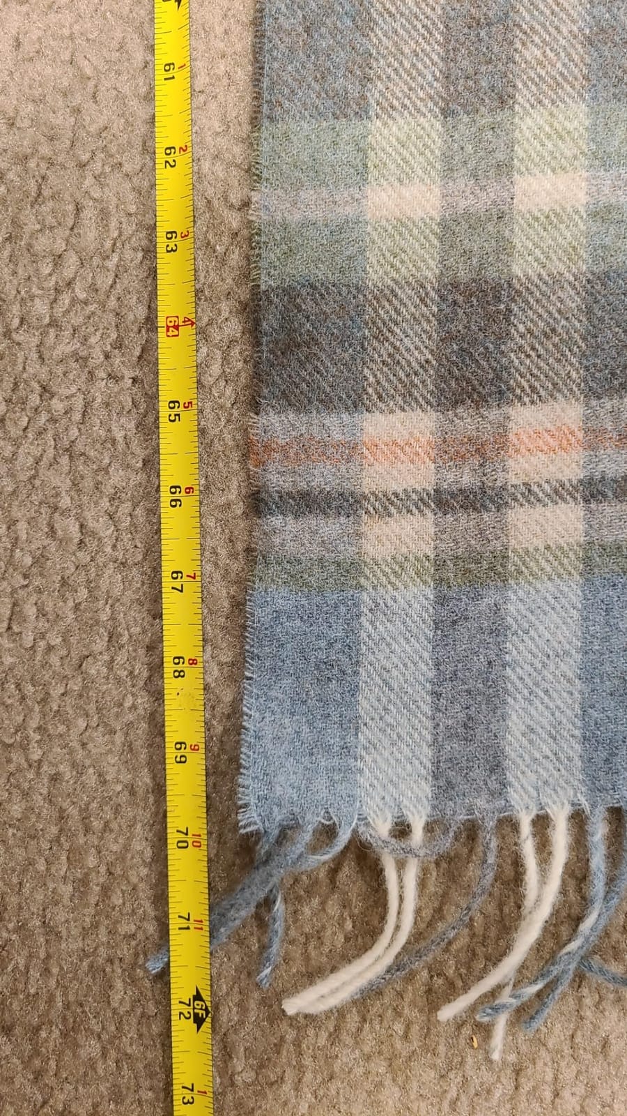 Moon Wool Plaid Throw Blanket, Merino Lambswool, Block Windowpane Beige Grey, Made in UK customer photo 2