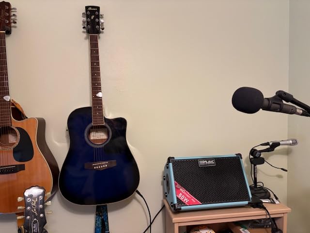 Coolmusic BP40D Powered Acoustic Guitar Amplifier- Portable Bluetooth Speaker 80W W/Battery with Reverb Chorus Delay Effect, 6 Inputs,3 Band EQ, Blue customer photo 1