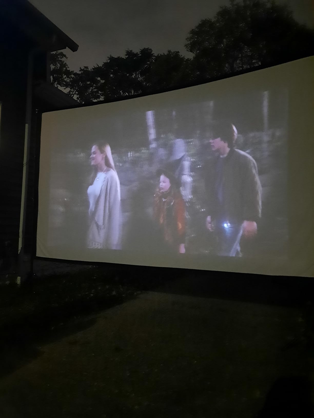 TOWOND Projector Screen and Stand, 150 inch Indoor Outdoor Projection Screen, Portable 16:9 4K HD Rear Front Movie Screen with Carry Bag Wrinkle-Free Design for Home Theater Backyard Cinema customer photo 2