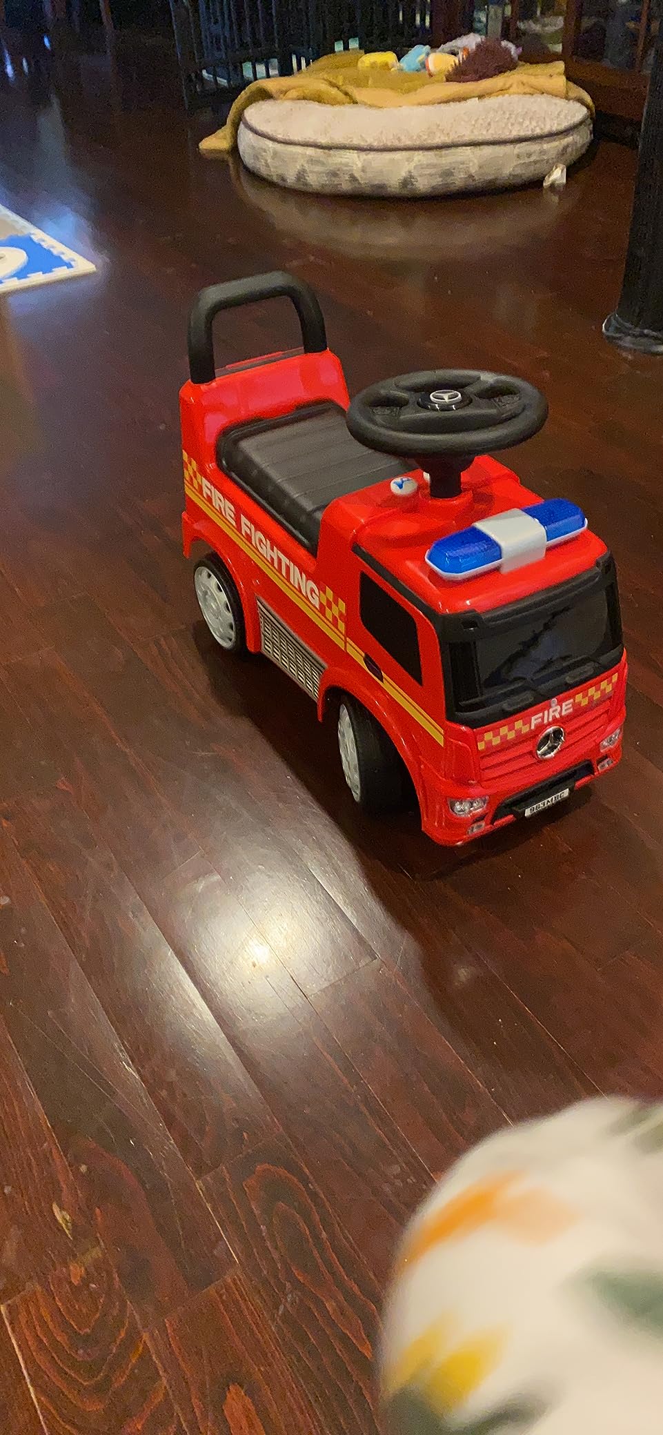 HONEY JOY Ride On Push Car, Licensed Mercedes Benz Push Cars for Toddlers w/Horn, Music, Lights, Under Seat Storage, Foot-to-Floor Ride On Fire Truck Toy for Kids Boys Girls 1-3, Red customer photo 1