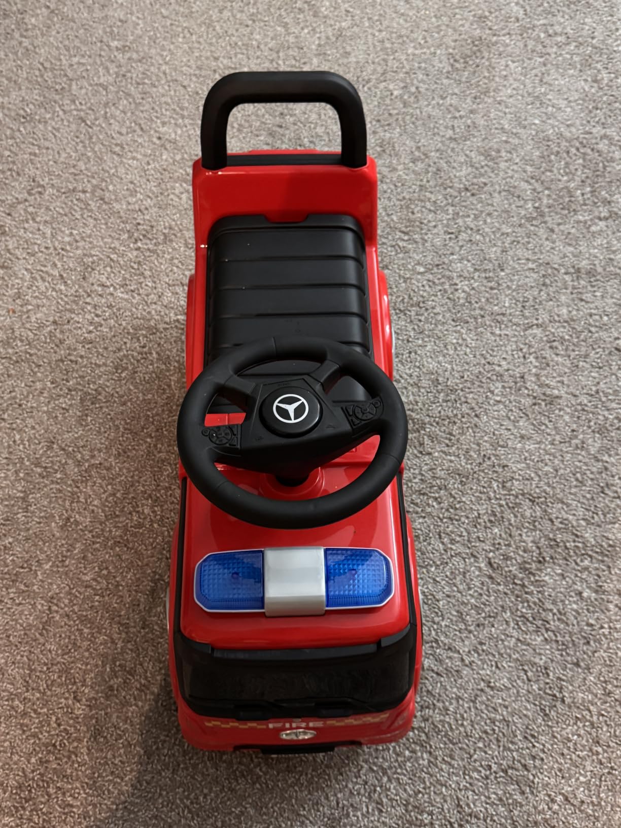 HONEY JOY Ride On Push Car, Licensed Mercedes Benz Push Cars for Toddlers w/Horn, Music, Lights, Under Seat Storage, Foot-to-Floor Ride On Fire Truck Toy for Kids Boys Girls 1-3, Red customer photo 2
