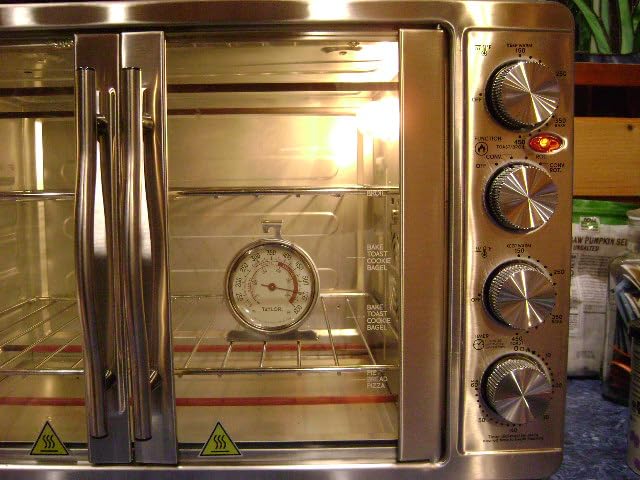 Elite Gourmet ETO4510MX French Door Convection Oven 47.5Qt, Stainless Steel | 18-Slice capacity, 4-Control Knobs for Bake/Broil/Toast/Rotisserie/Keep Warm, includes 2 x 14