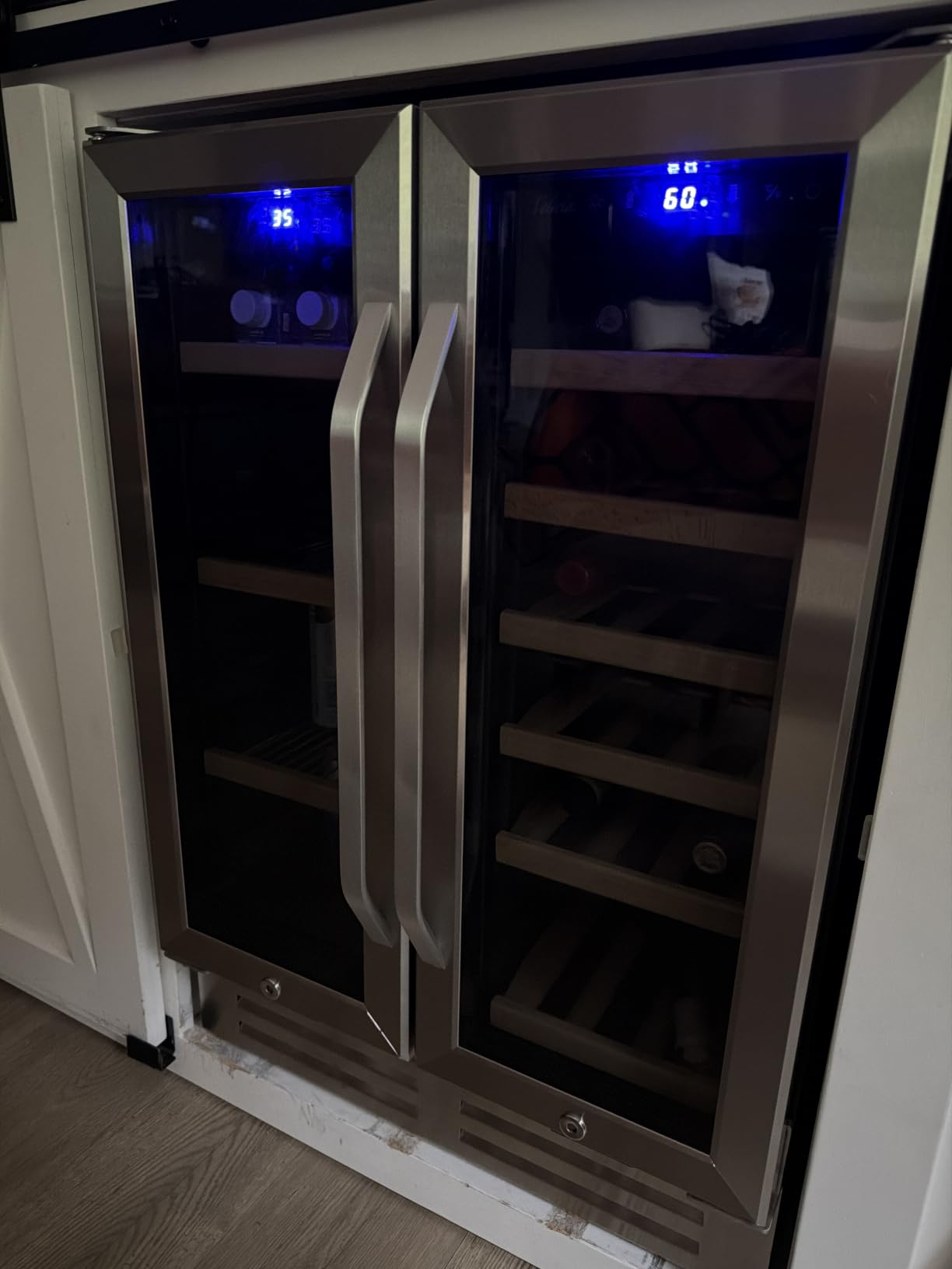 24 Inch Wine Cooler Fridge Dual Zone, Professional Large Capacity High Wine Refrigerator with Powerful Compressor, Quiet Operation and Elegant Design-KMHJ408D customer photo 1