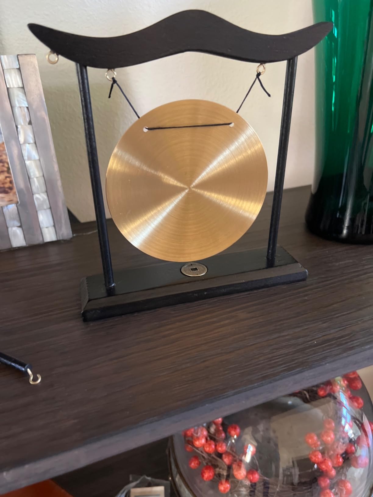 Hooshing Brass Gong Desktop Zen Art Feng Shui Decor, Simple Design | for Meditation Home Office, Housewarming Blessing Gift customer photo 2