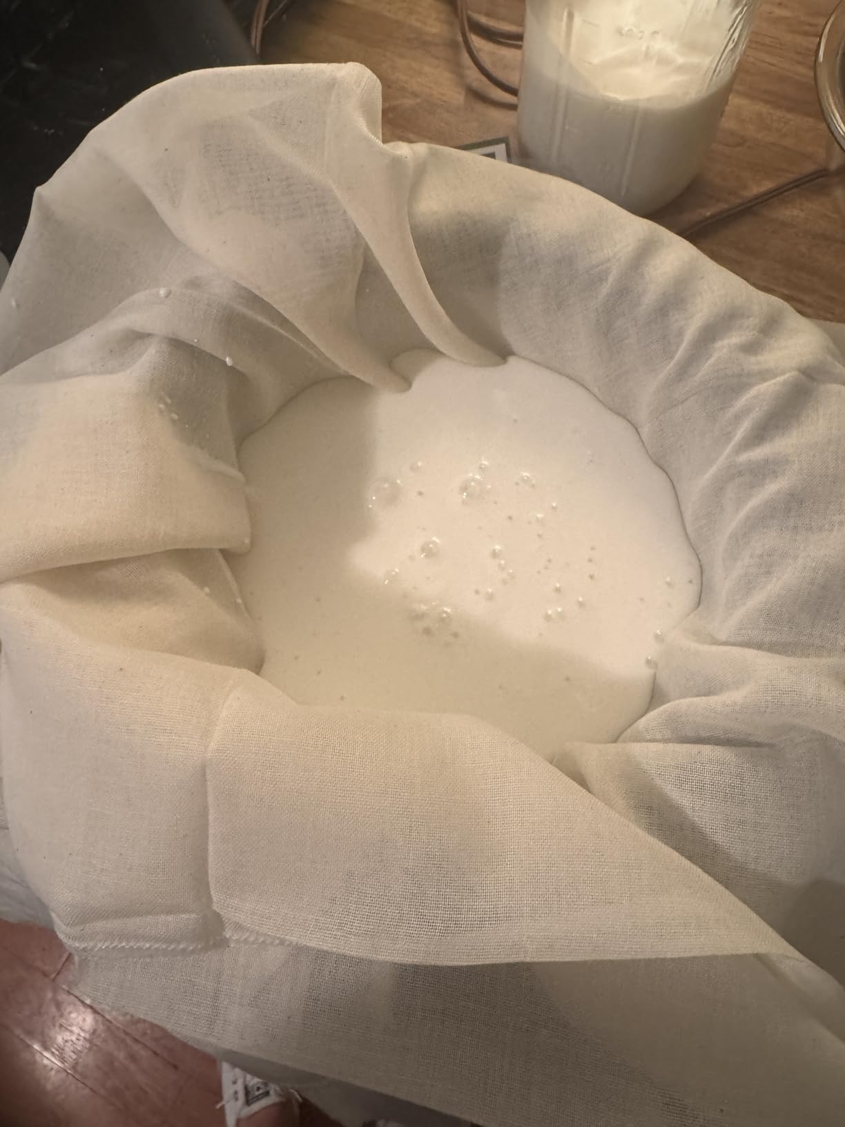 Cotton Farm Nut Milk Bag & Cheese Cloth Bag (Ultra Dense), XL 14 × 14 Inch, 100% Unbleached Cotton Cheesecloth for Precise Food Straining, Washable & Reusable customer photo 2