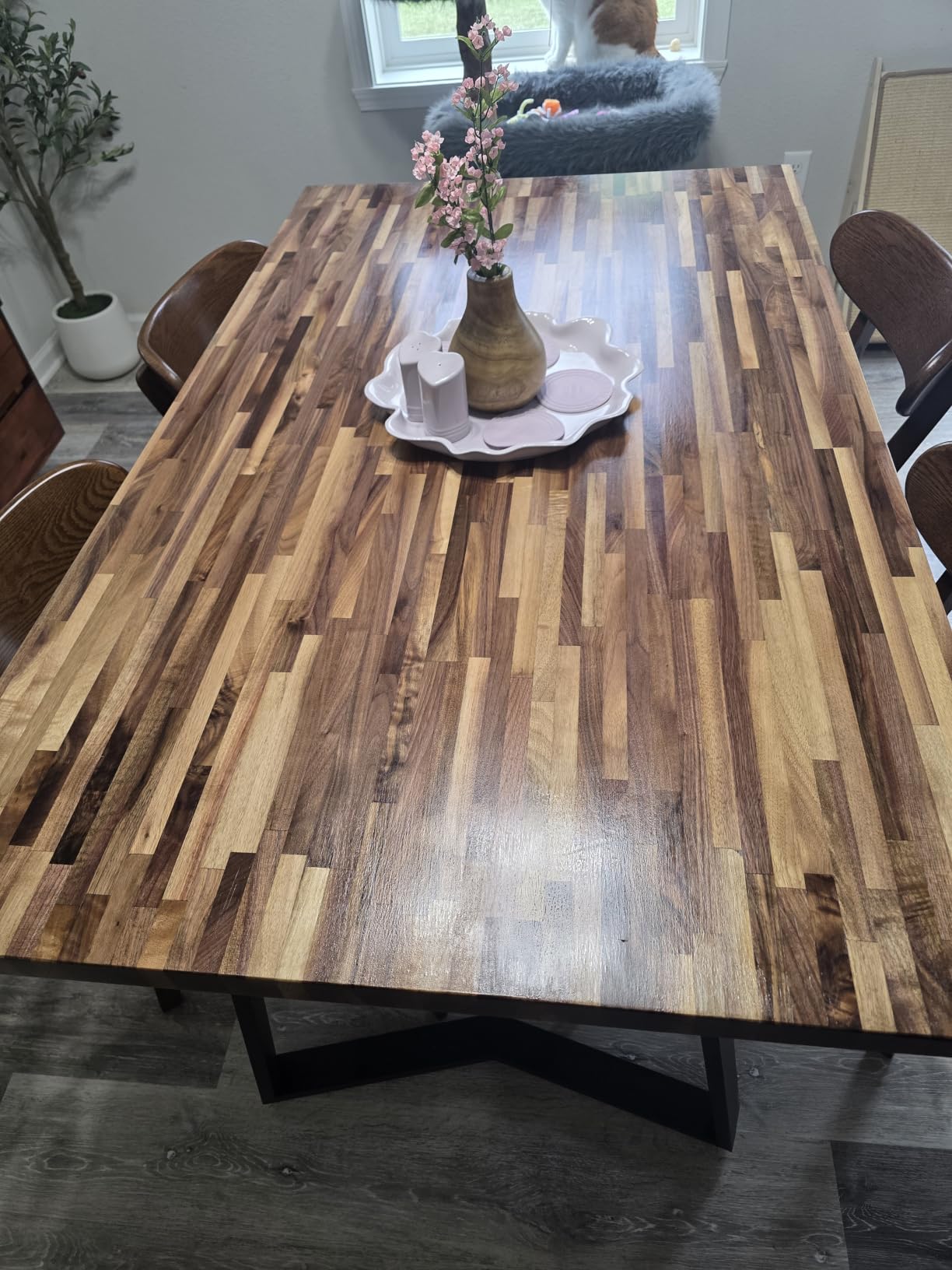 CONSDAN Butcher Block Counter Top, Walnut Solid Hardwood Countertop, Wood Slabs for Kitchen, Reversible, Both Side Polished, Prefinished with Food-safe Oil, 1.5