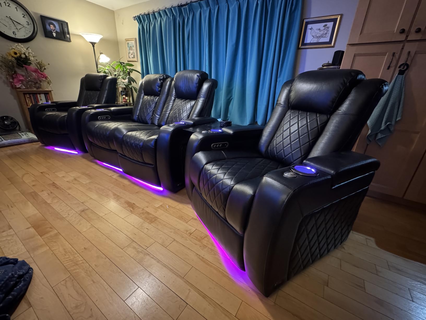 Valencia Tuscany Home Theater Seat - Nappa Leather Power Recliner with Cool Gel Memory Foam, USB-C/A Charging, RGB LED Lights, Adjustable Lumbar & Headrest (Single Recliner, Dark Chocolate) customer photo 1