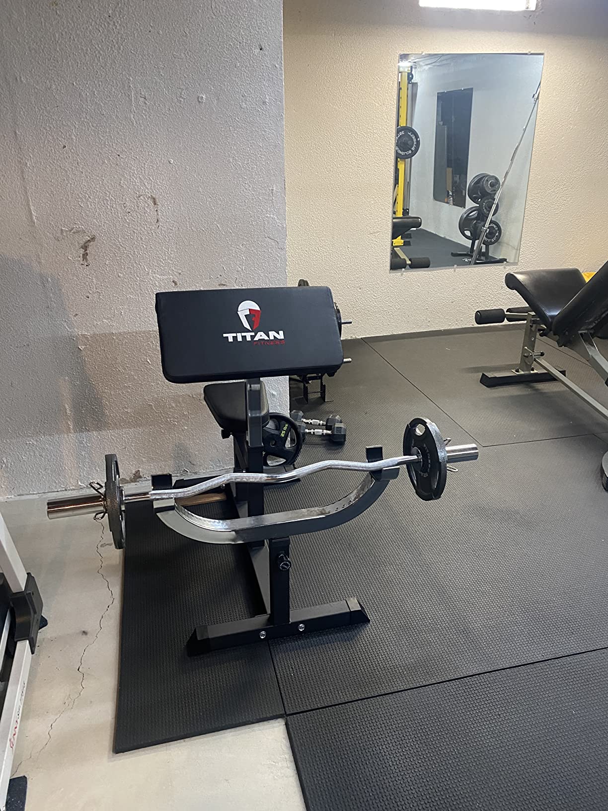 Titan Fitness Adjustable Preacher Curl Weight Station, 250 LB Capacity, Adjustable Bench Seat, Adjustable Arm Rest, Durable Bar Catches, Seated Home Gym Barbell and Dumbbell Biceps Station customer photo 1