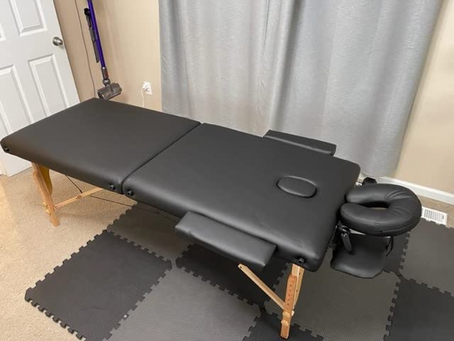 KCC Memory Foam Massage Table Premium Portable Foldable Massage Bed Height Adjustable, 84 Inches Long 28 Inchs Wide Home Salon Spa Bed Tattoo Table with Accessories & Carrying Case, Easy Set Up customer photo 2
