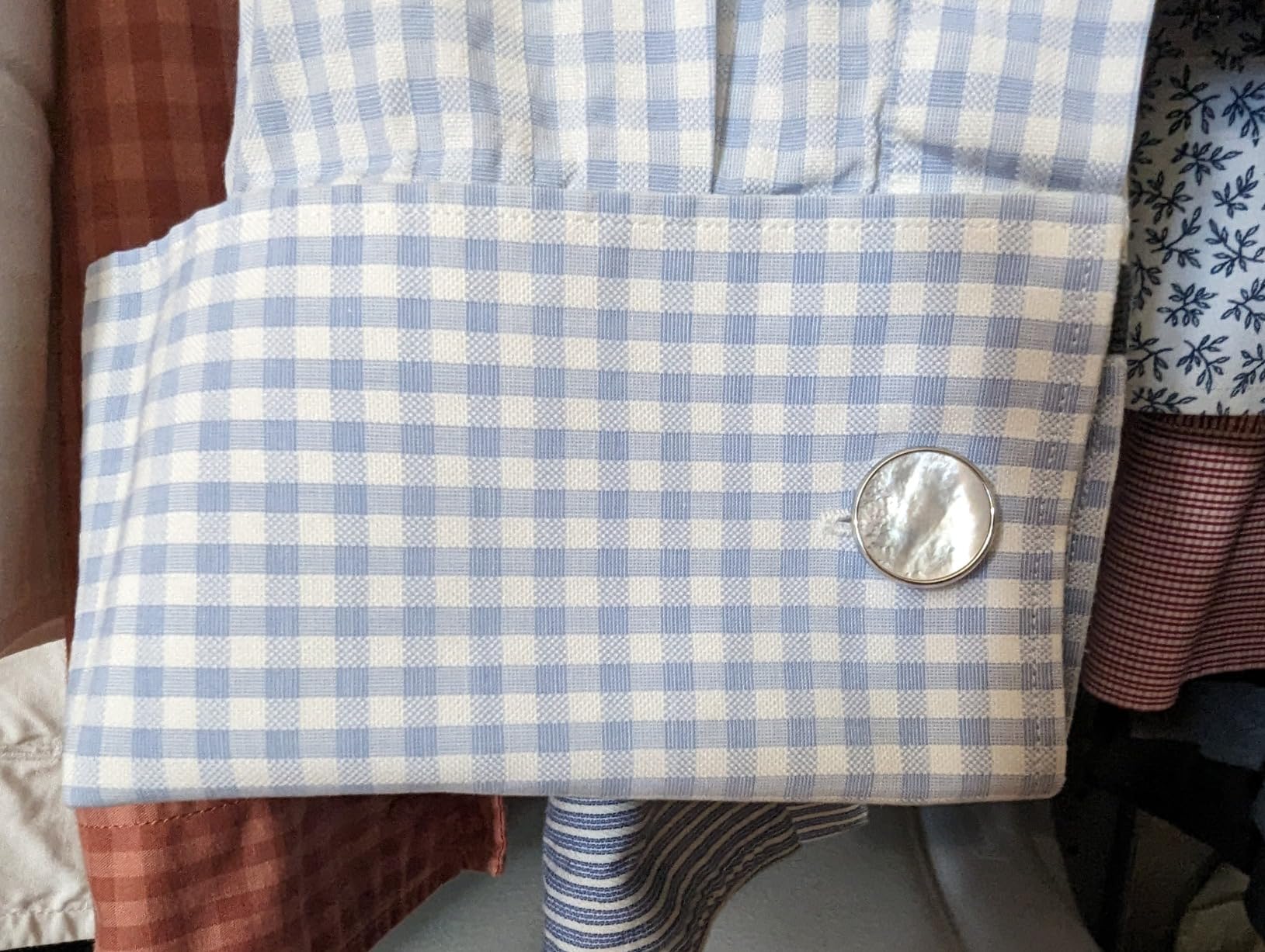 Silver Mother of Pearl Cufflinks in Gift Box Round Cuff Links for Business Wedding Anniversary Dress customer photo 1