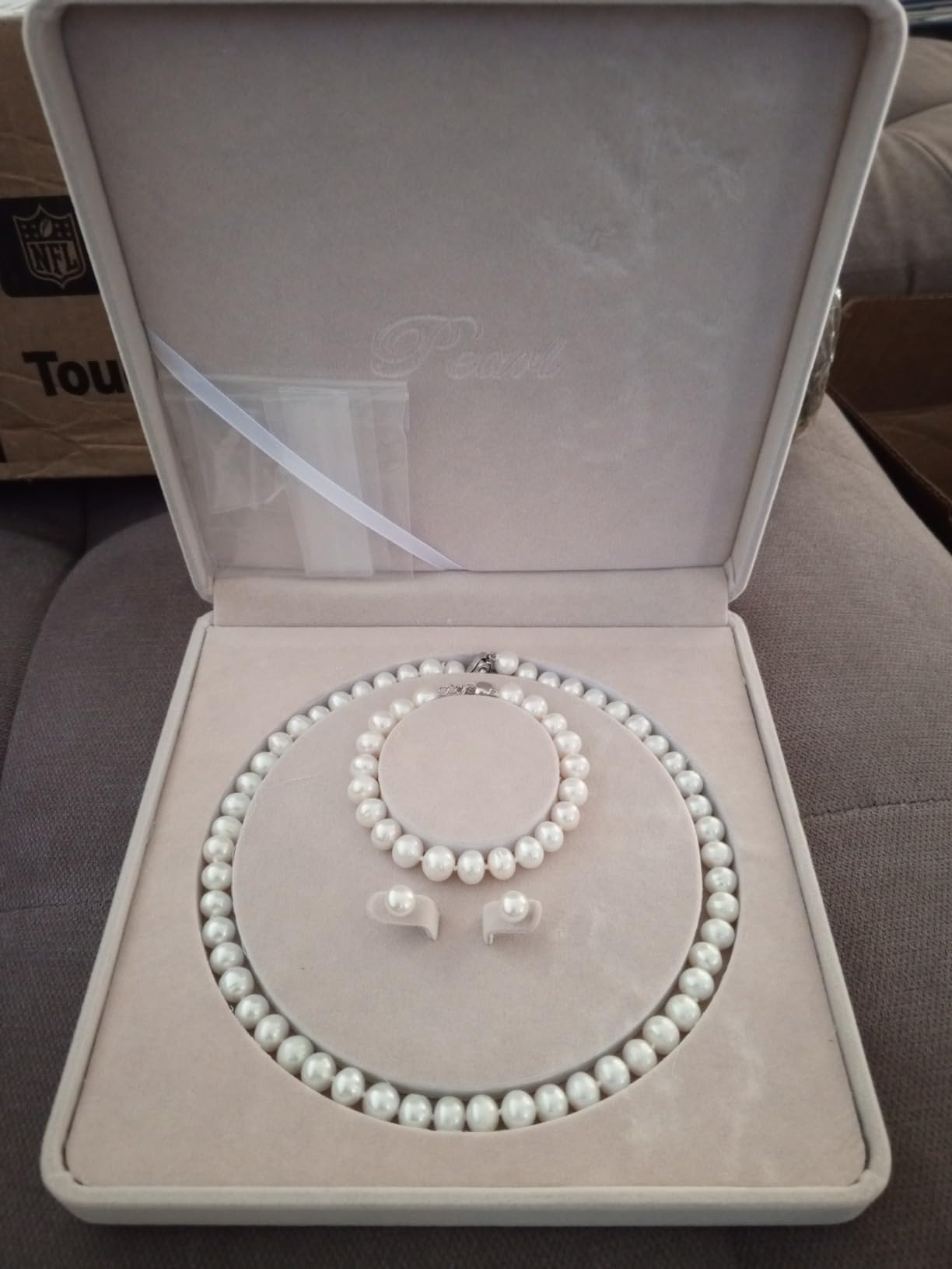 AOOVOO Freshwater Cultured Pearl Necklace Set - Real Pearl Necklace Set Includes Stunning Bracelet and Stud Earrings Jewelry Set for Women customer photo 1