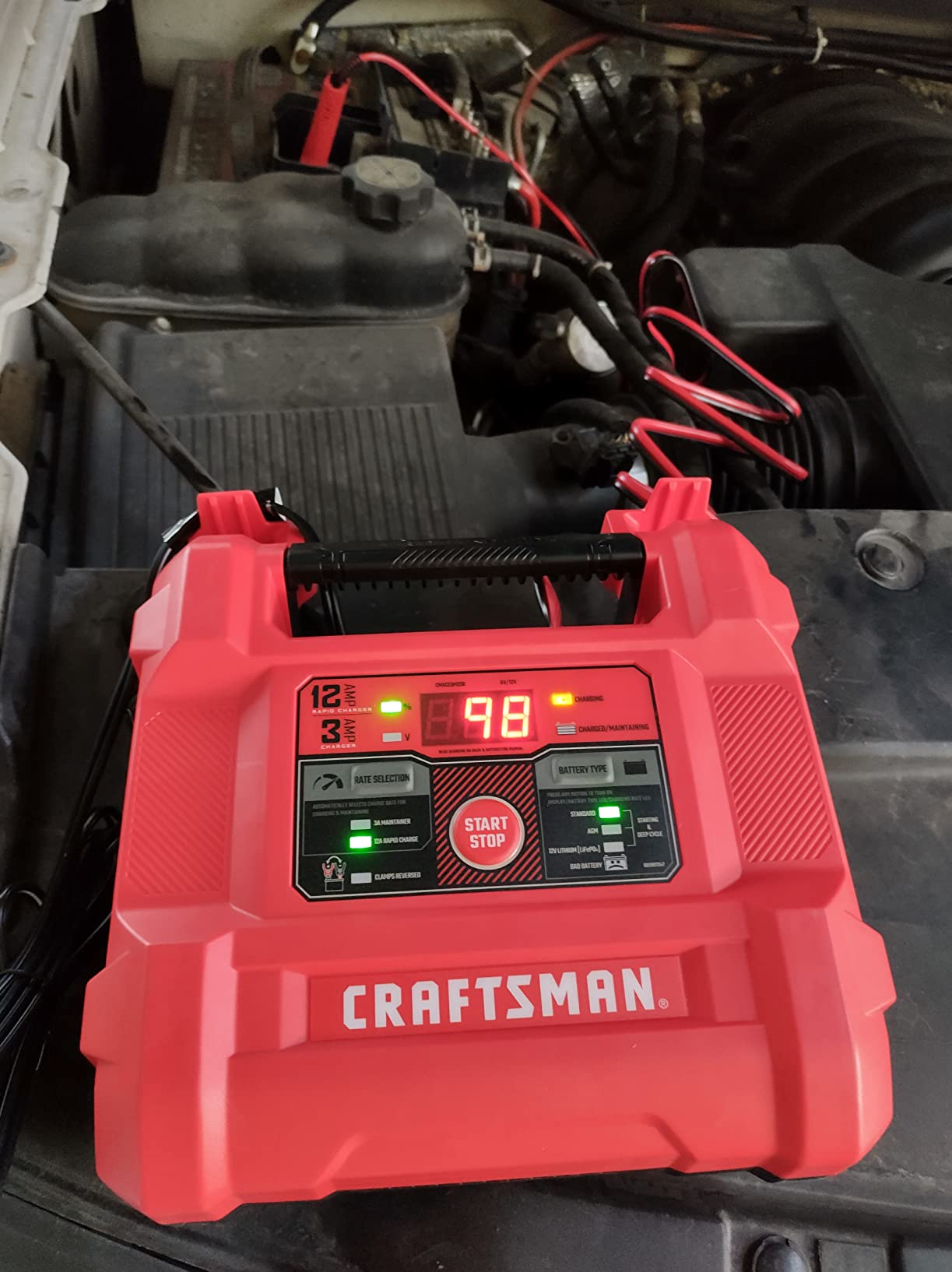 CRAFTSMAN 12A Car Battery Charger and Maintainer, 4-in-1 Solution, Battery Tester, for 6V/12V Power Sport, Automotive, and Marine Batteries, CMXCESM258 customer photo 1