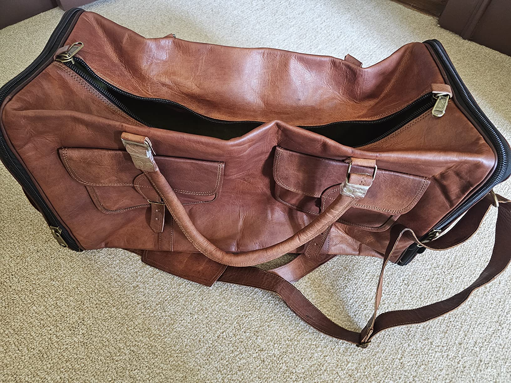 Genuine Leather Duffle Bag 24 Inch Handmade Vintage Travel Case Luggage Bags for Men, Overnight Carry On Duffel Bag Medium Weekender Gym Bag for Men and Women customer photo 2