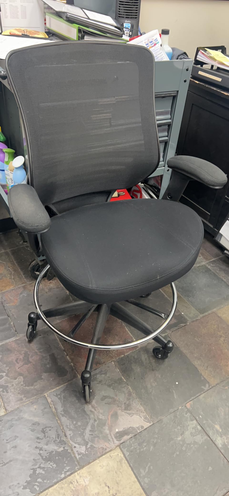 BOLISS 400lbs Mid Back Mesh Ergonomic Drafting Office Chair | for Standing Desk, Extra Wide Seat, 2 locking position, Lower Back Support, Adjustable Foot Ring Height Adjustable Armrest customer photo 2