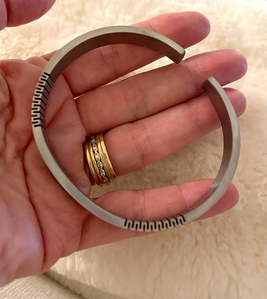 Mens Bracelet | Pure Titanium Minimalist Bracelet Designed for Men | Springy Mens Cuff Bracelet | 10MM Wide Bracelet | Gift for Him customer photo 2