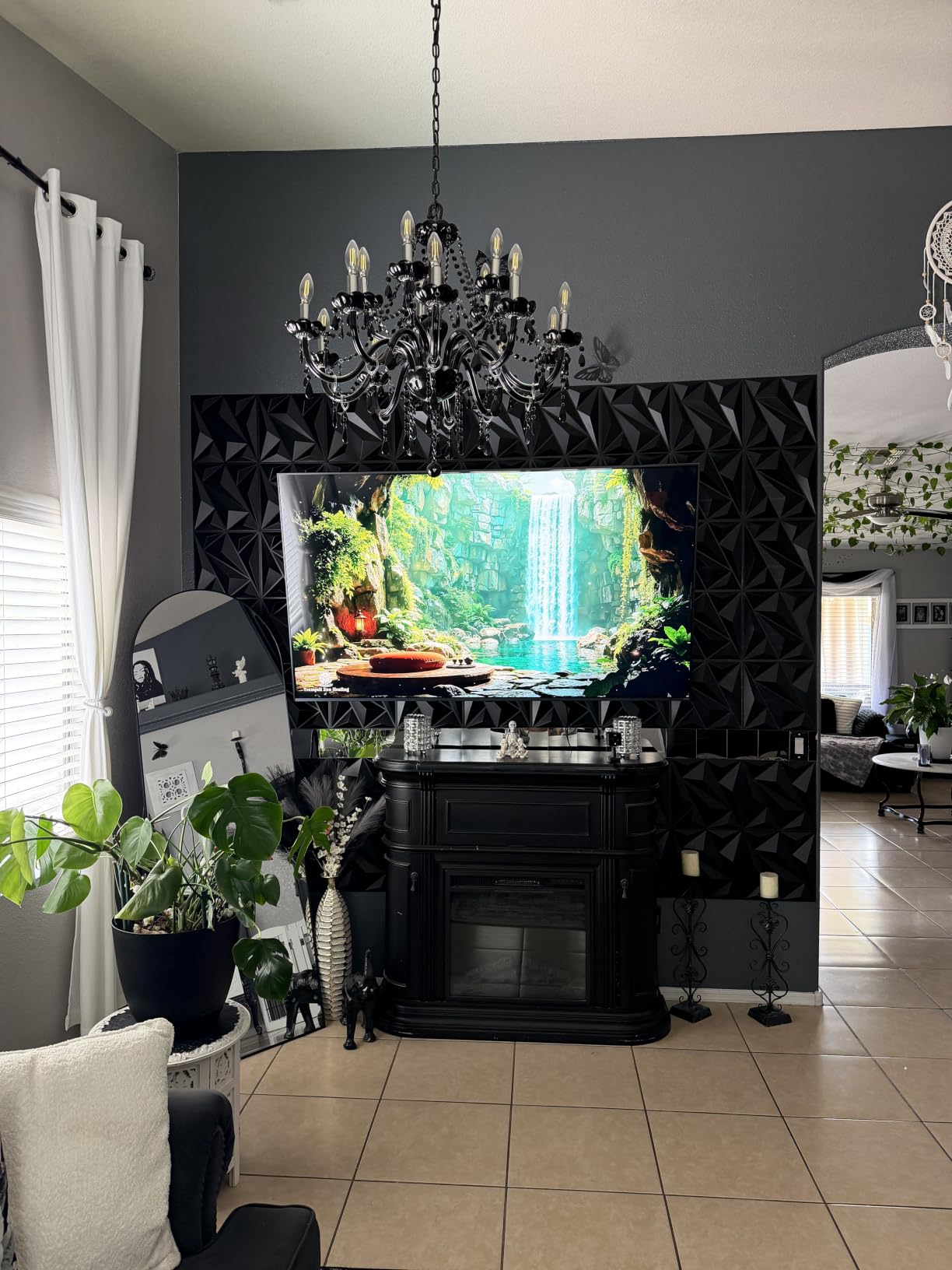Art3dwallpanels 33 Pack 3D Wall Panels Diamond, Black, 12''x12'' | PVC Accent Wall Panels for Interior Wall Decor, Living Room, Lobby Bedroom Hotel Office, Cover 32.Sq.Ft customer photo 2
