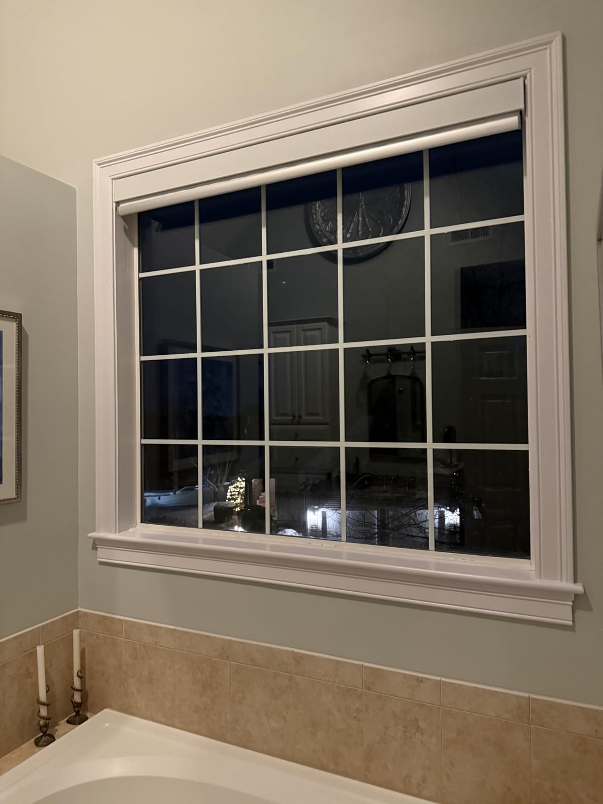 Motorized Roller Shades, 100% Blackout, Gentle White | Automatic Blinds for Indoor Windows, Works with Alexa Google Apple Home, Remote & App Control, Solar/USB Charging, Custom Size customer photo 2