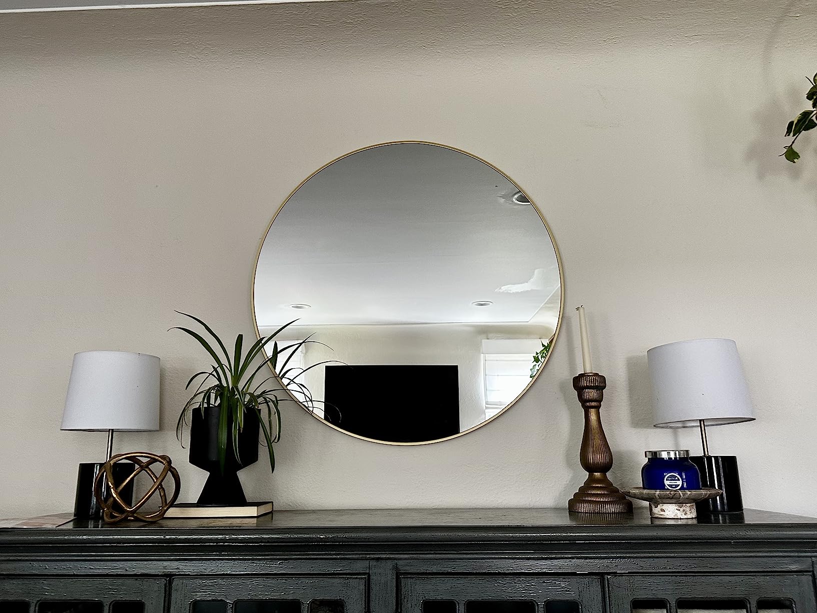 HARRITPURE Round Mirror 30 Black Wall Mounted Circle Mirrors | Vanity Mirror with Aluminum Alloy Frame, Modern Decoration for Bathroom, Living Room, Vanity, Bedroom, Entryway customer photo 1