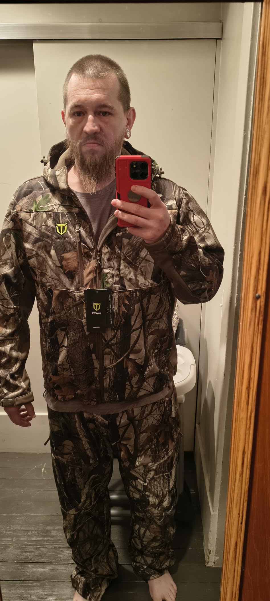 TIDEWE Hunting Clothes for Men with Fleece Lining, Safety Strap Compatible Water Resistant Silent Hunting Jacket and Pants customer photo 1