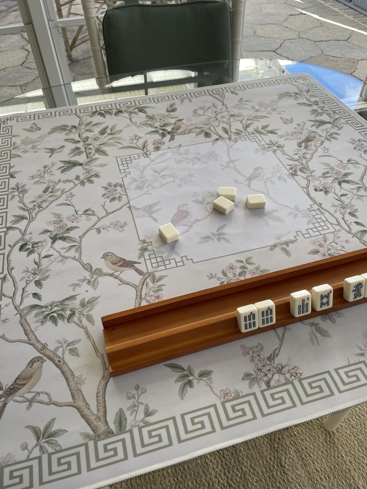 Yellow Mountain Imports American Mahjong Game Set, Sapphire with Blue Soft Case - All-in-One Racks with Pushers, Wright Patterson Scoring Coins, Dice, & Wind Indicator customer photo 2