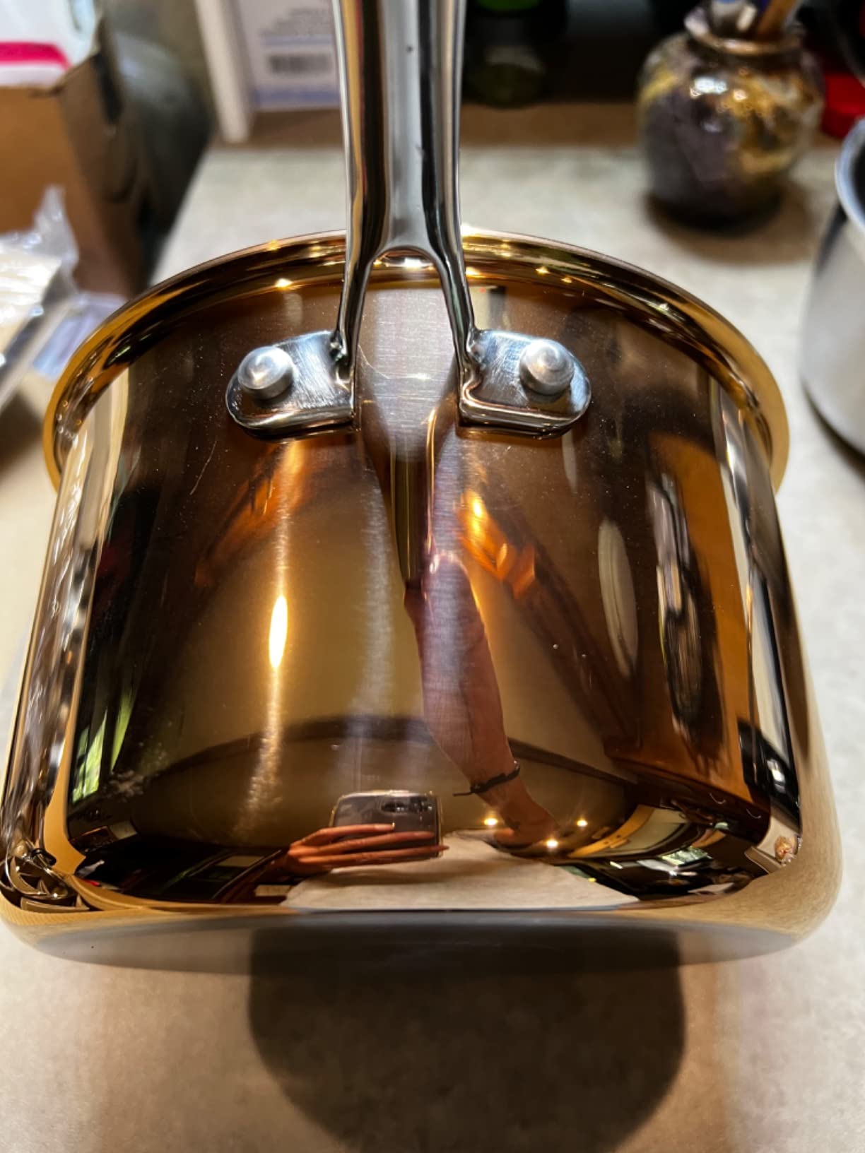 Whole Tri-ply 18/10 Stainless Steel Cookware Set, 10 Pcs Elegant Copper Pots and Pans Set, Induction Cookware, Frying Pans, Saucepans & Stock Pot with Lid, Ideal Gift for Wedding, Housewarming customer photo 1
