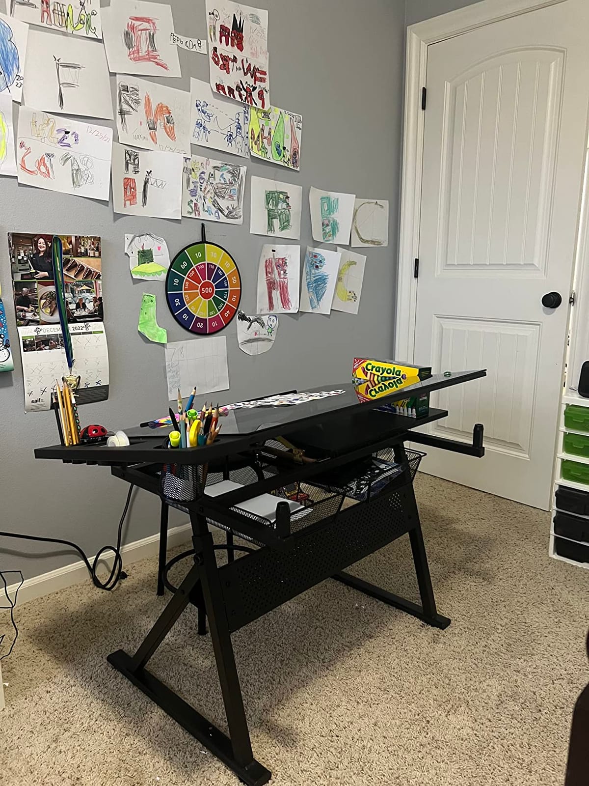Glass Drafting Table Art Desk - Adjustable Professional Artwork Drawing Drafting Table Desk, Glass-Topped Art Table for Craft Station Studio Home Office School w/Drawers (Black) customer photo 2