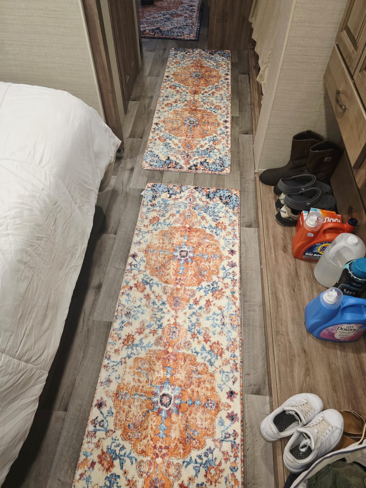 Lahome Felice Boho Tribal 5x7 Washable Living Room Bedroom Rug, Oriental Soft Dining Room Rugs for Under Table, Large Distressed Printed Carpet for Entryway Kitchen Playroom (Rust/Dull Teal,5x7ft) customer photo 1