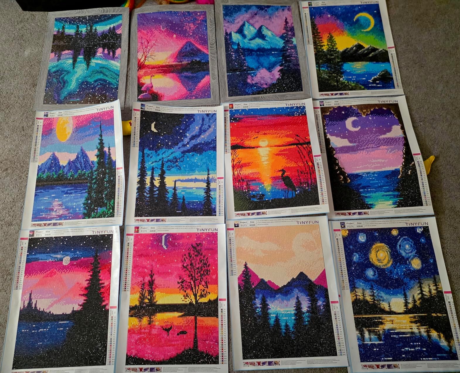 TINY FUN 12 Pack Diamond Painting Kits for Adults 5D Diamond Art Kit Paint by Number for Beginners, DIY Paint with Round Full Drill Diamonds Paintings Gem Art for Home Wall Decor Gift (12X16 Inch) customer photo 1