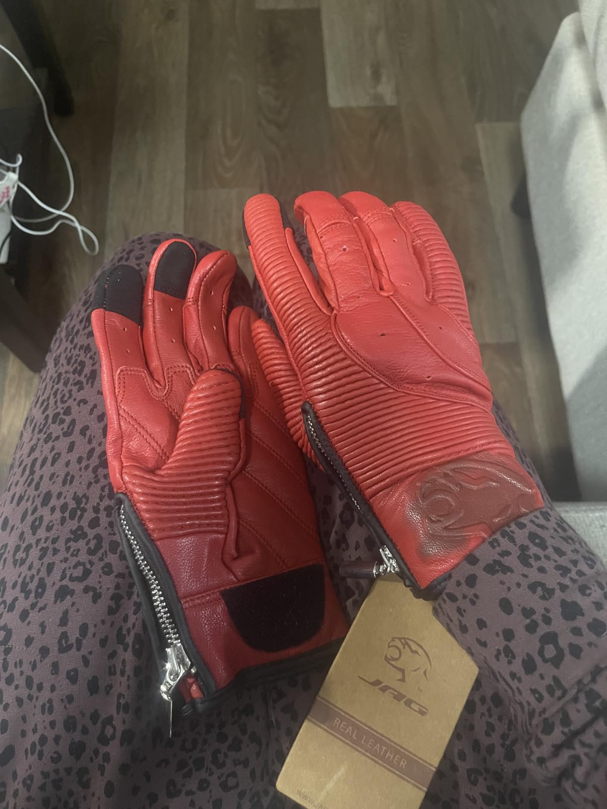 J.A.G. Motorcycle Gloves - Premium Leather Perforated Motorcycle Gloves for Men with Knuckle Protection | Touchscreen Motorbike Riding Gloves customer photo 1