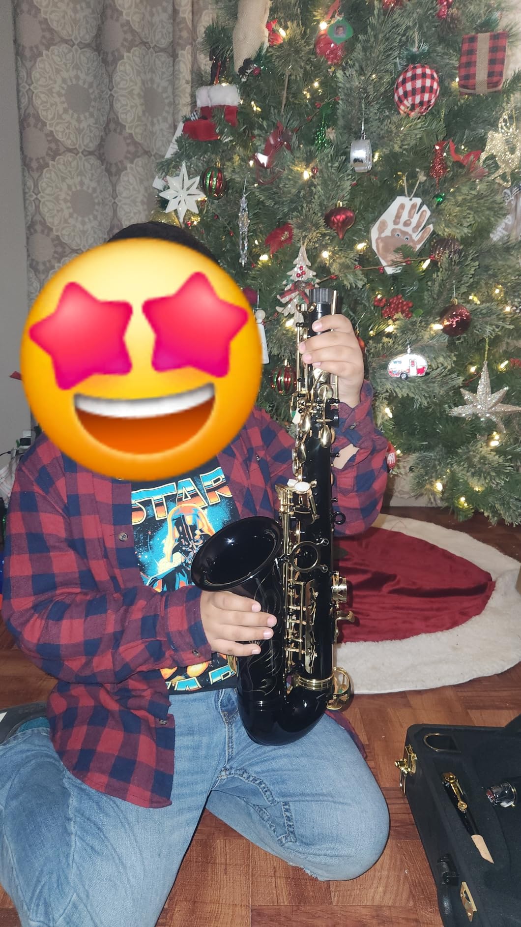Ktaxon Alto Saxophone Drop E Brass Sax Full Kit for Student Beginner, Black | Carving Craftsmanship, Included Mouthpiece, Carrying Case, Gloves, Cleaning Cloth Bar, Shoulder Strap, and Reed customer photo 2