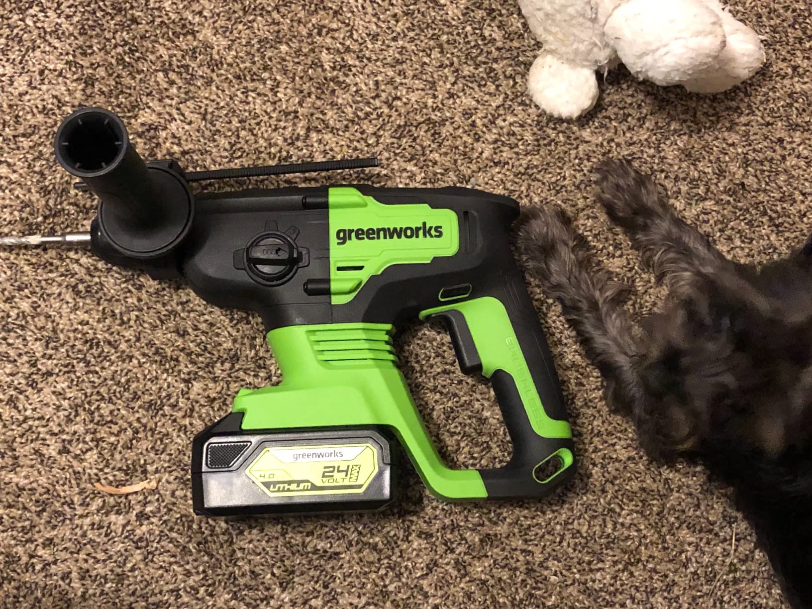 Greenworks 24V Cordless Rotary Hammer, 2.1 Joules, Brushless Motor, 1