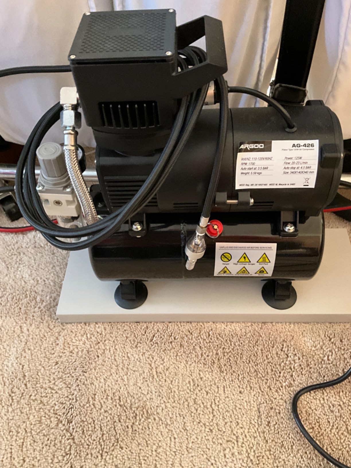 Airgoo Premium Airbrush Compressor AG-426 with Superpower Cooling Fan and Air Tank for Airbrush Spraying, Hobby, Body Tattoo, Model Painting, Automotive Graphic, Make-up customer photo 2
