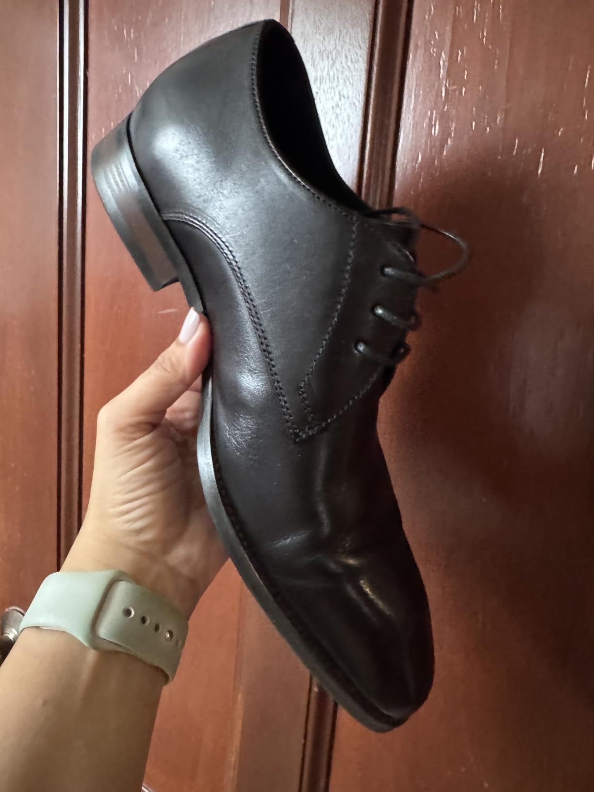Jousen Men's Dress Shoes Leather Wingtip Oxford Shoes customer photo 2