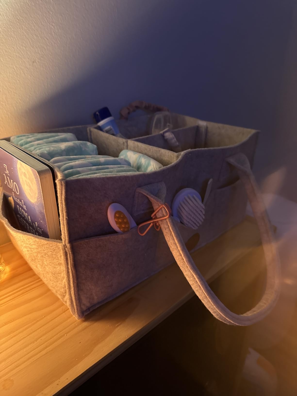 Maliton Felt Diaper Caddy Organizer for Changing Table - Large, Khaki | 15x9x7