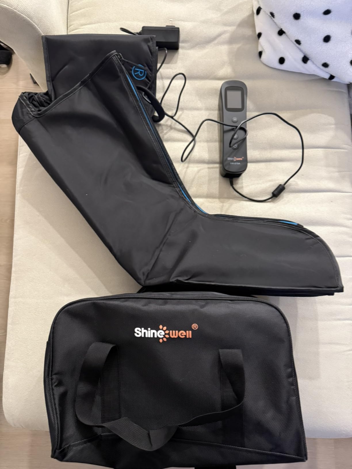 SHINE WELL Air Compression Leg Massager with Heat for Circulation and Pain Relief, Foot Calf & Thigh Recovery Compression Boots, Sequential Compression Device for Workout Relaxation, Gift for Mom Dad customer photo 2
