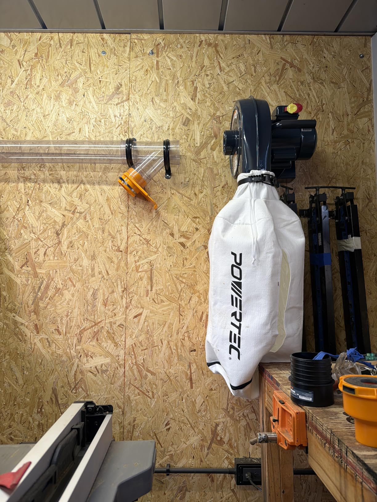POWERTEC 1 HP, 560 CFM Wall Mount Dust Collector with 1 Micron Dust Collector Bags, Dust Collectors for Woodworking Dust Collection System (DC5371) customer photo 1