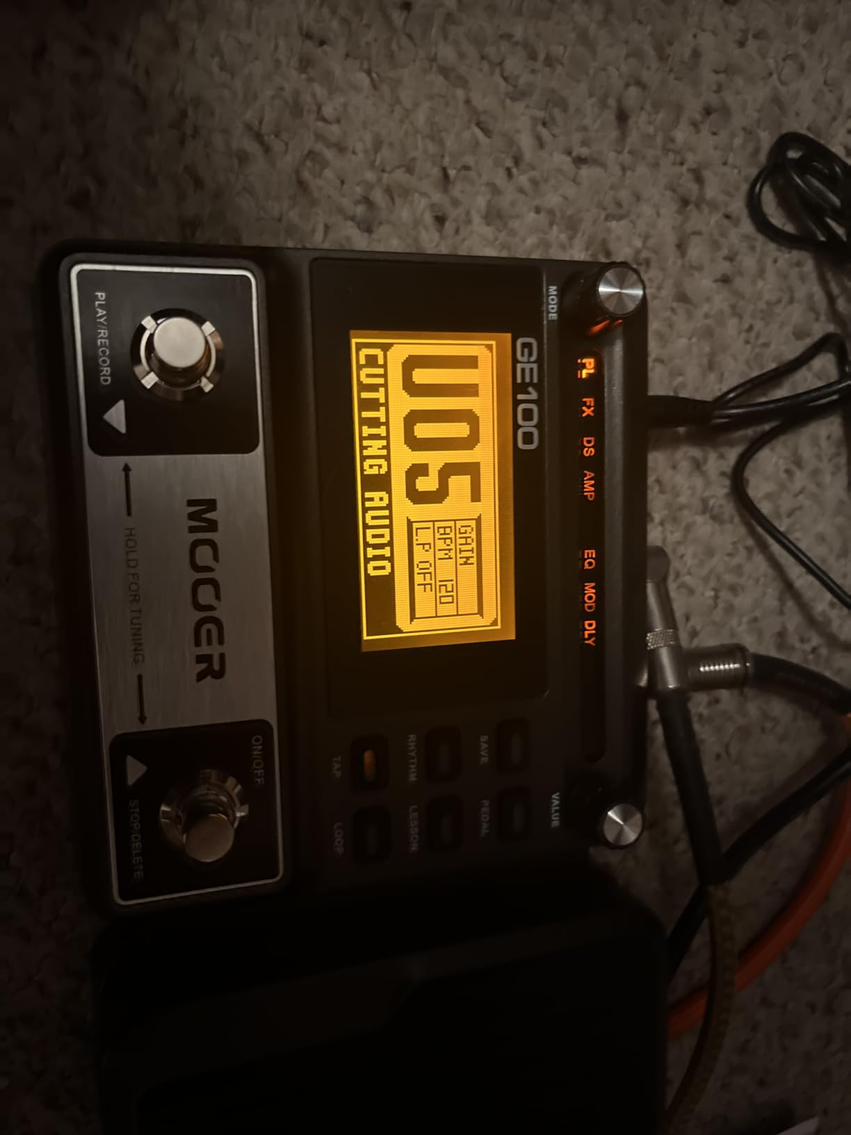 MOOER GE100 Multi-Effects Guitar Pedal 80 Presets, 66 Effects | 180 Second Loop, 40 Drum Rhythm, Distortion, Expression Volume Wah Pedal, Tap Tempo, Headphone Out, LED Screen, Tuner customer photo 1